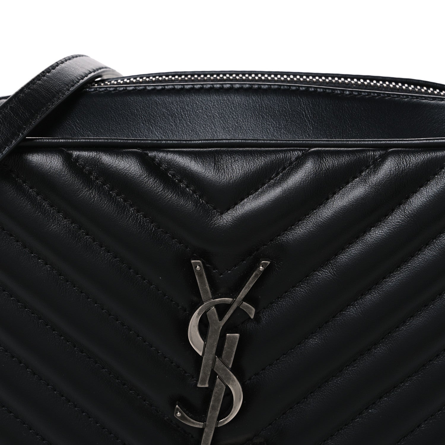 Saint Laurent Calfskin Matelasse Monogram Lou Camera Bag Black 8 of 11