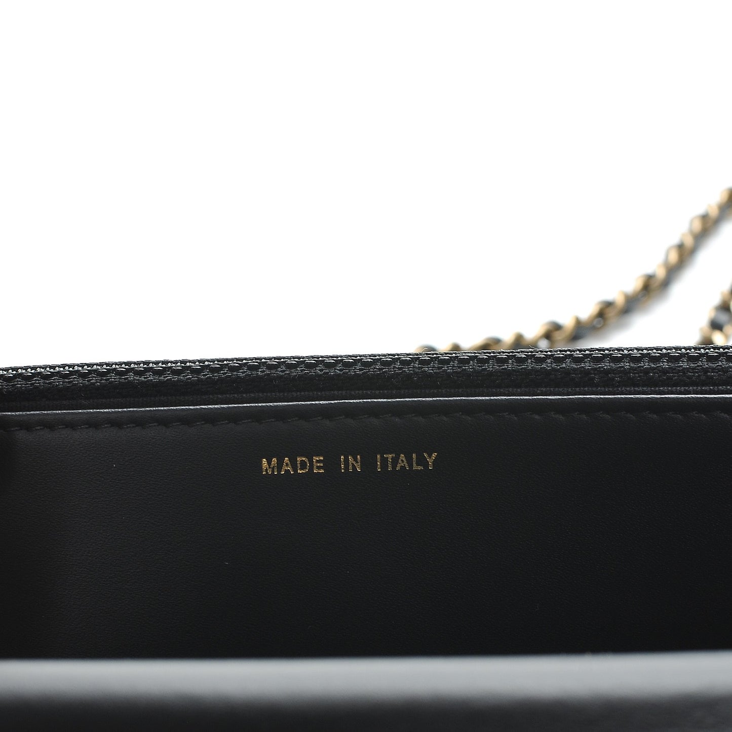 Patent Calfskin Quilted Boy Wallet On Chain WOC Black