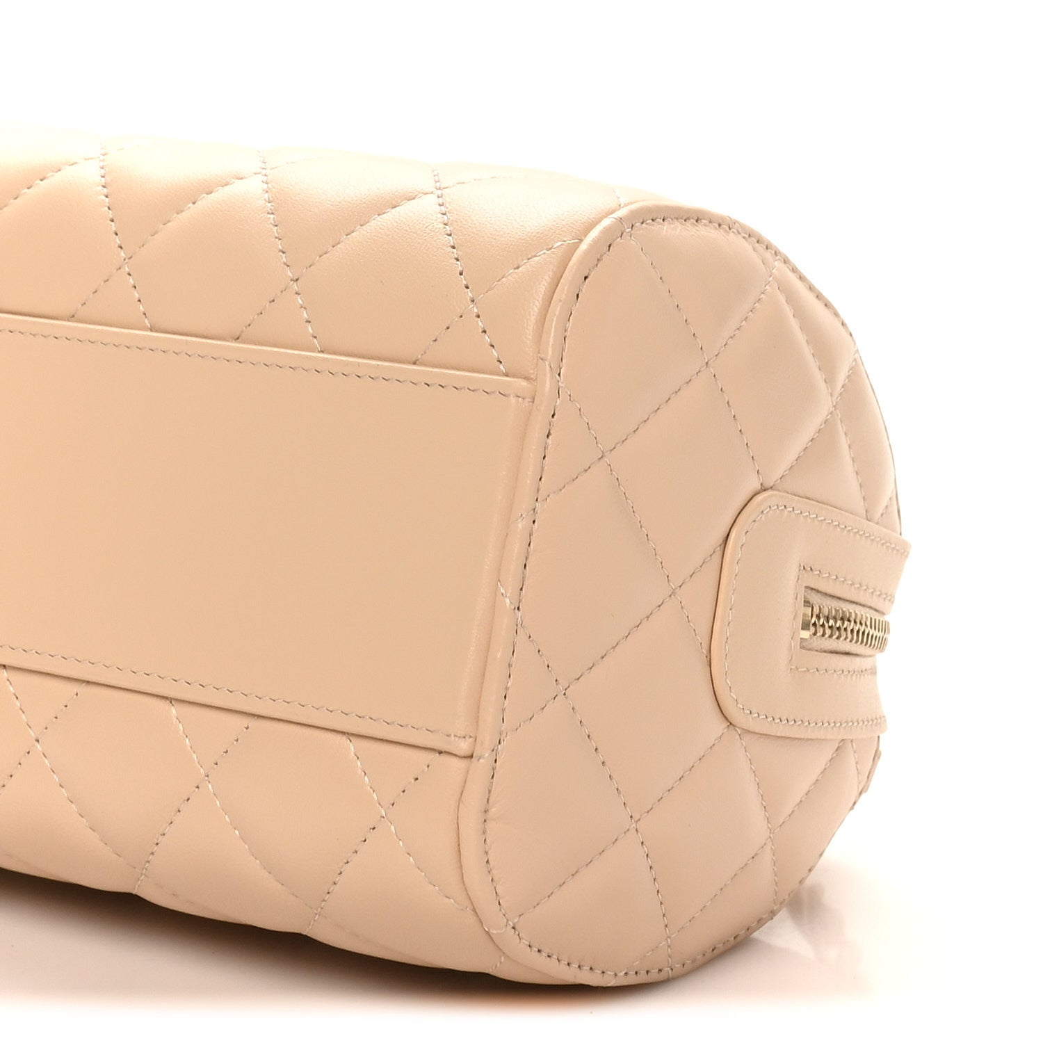 Chanel Lambskin Quilted Barrel Clutch With Chain Light Beige 10 of 10