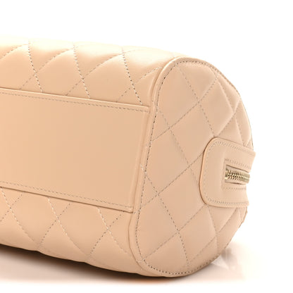 Chanel Lambskin Quilted Barrel Clutch With Chain Light Beige 10 of 10