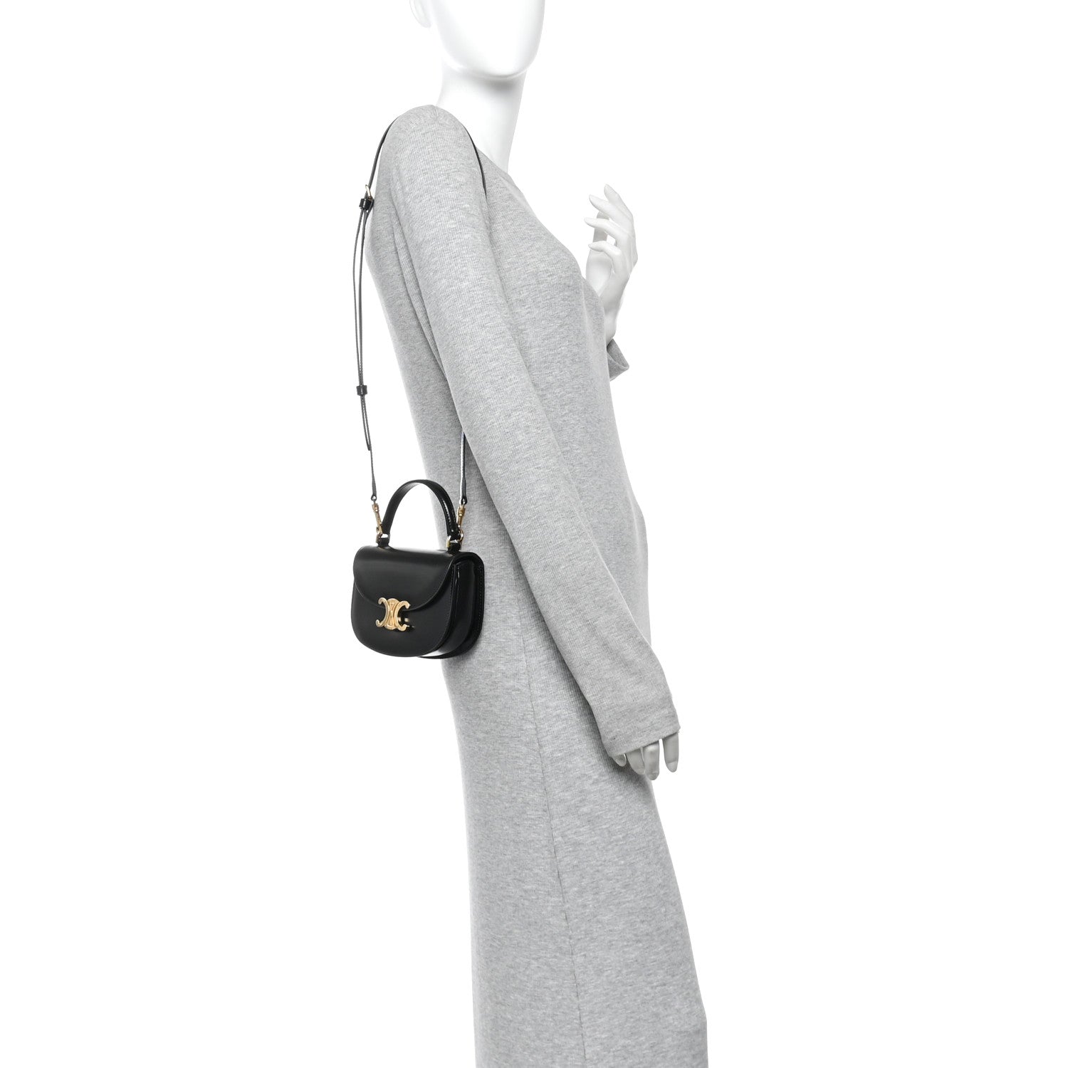Celine Shiny Calfskin Triomphe Mini Besace Clea Black 2 of 14