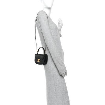 Celine Shiny Calfskin Triomphe Mini Besace Clea Black 2 of 14