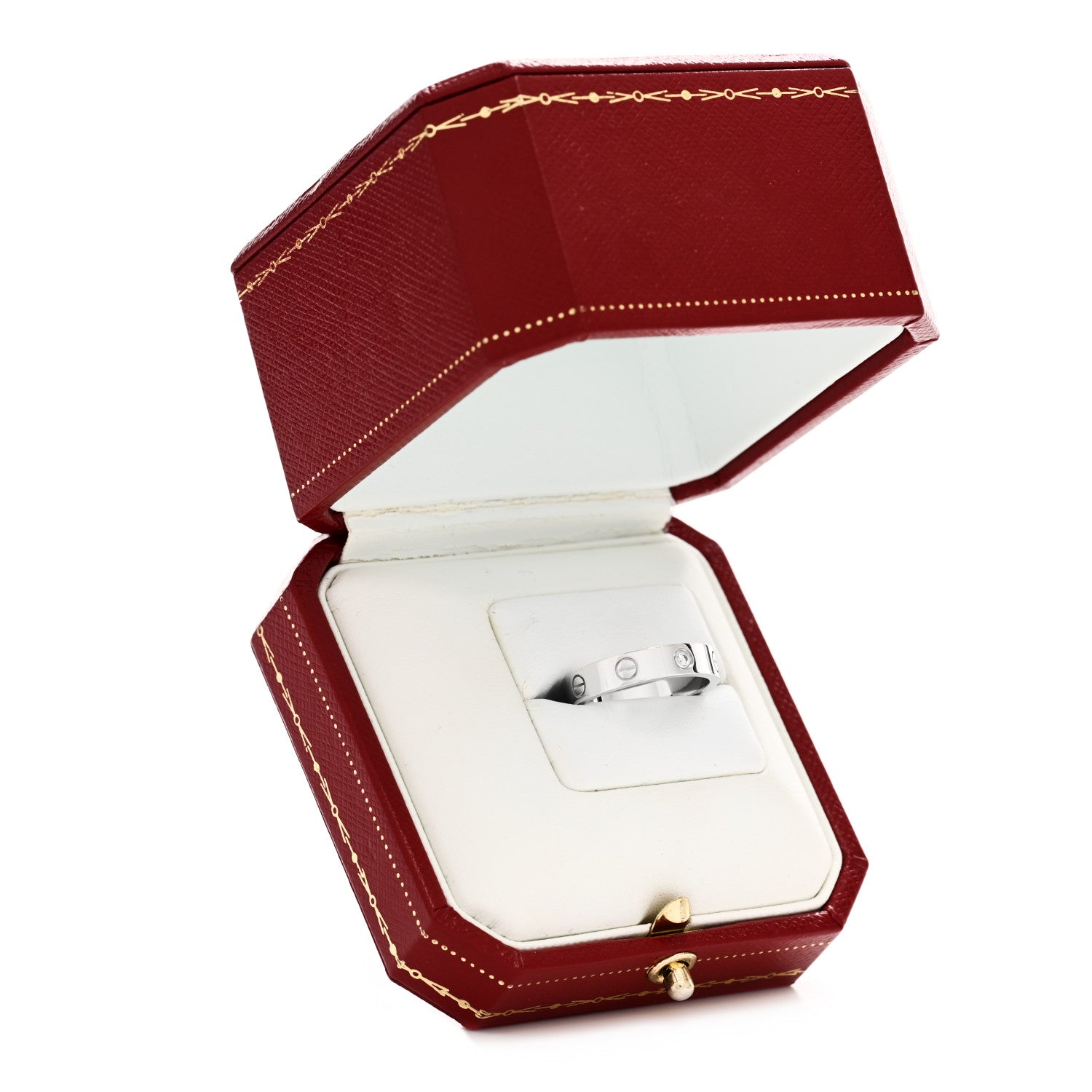 Cartier 18K White Gold Diamond 4mm LOVE Wedding Band Ring 51 5.75 5 of 5