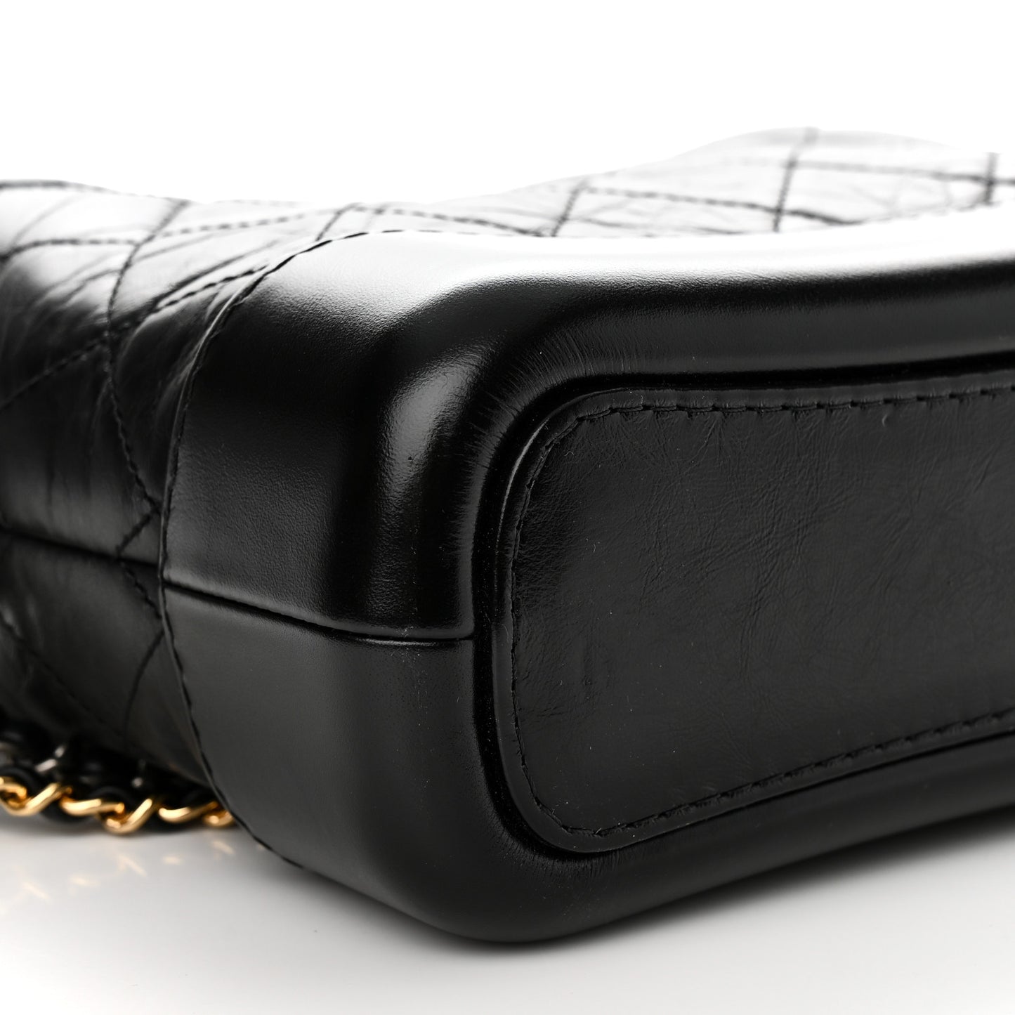 Aged Calfskin Quilted Small Gabrielle Hobo Black