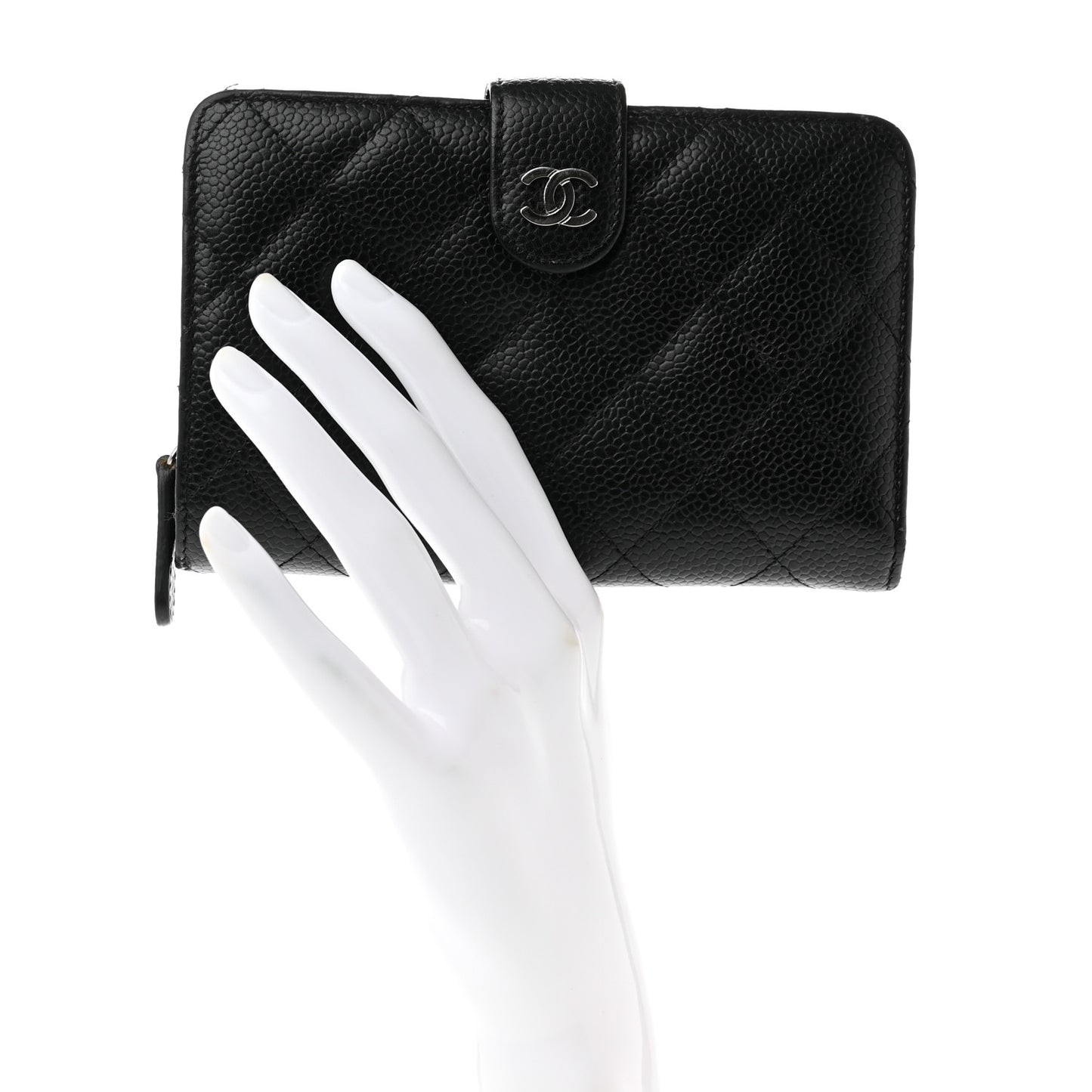 Caviar Quilted CC French Wallet Black