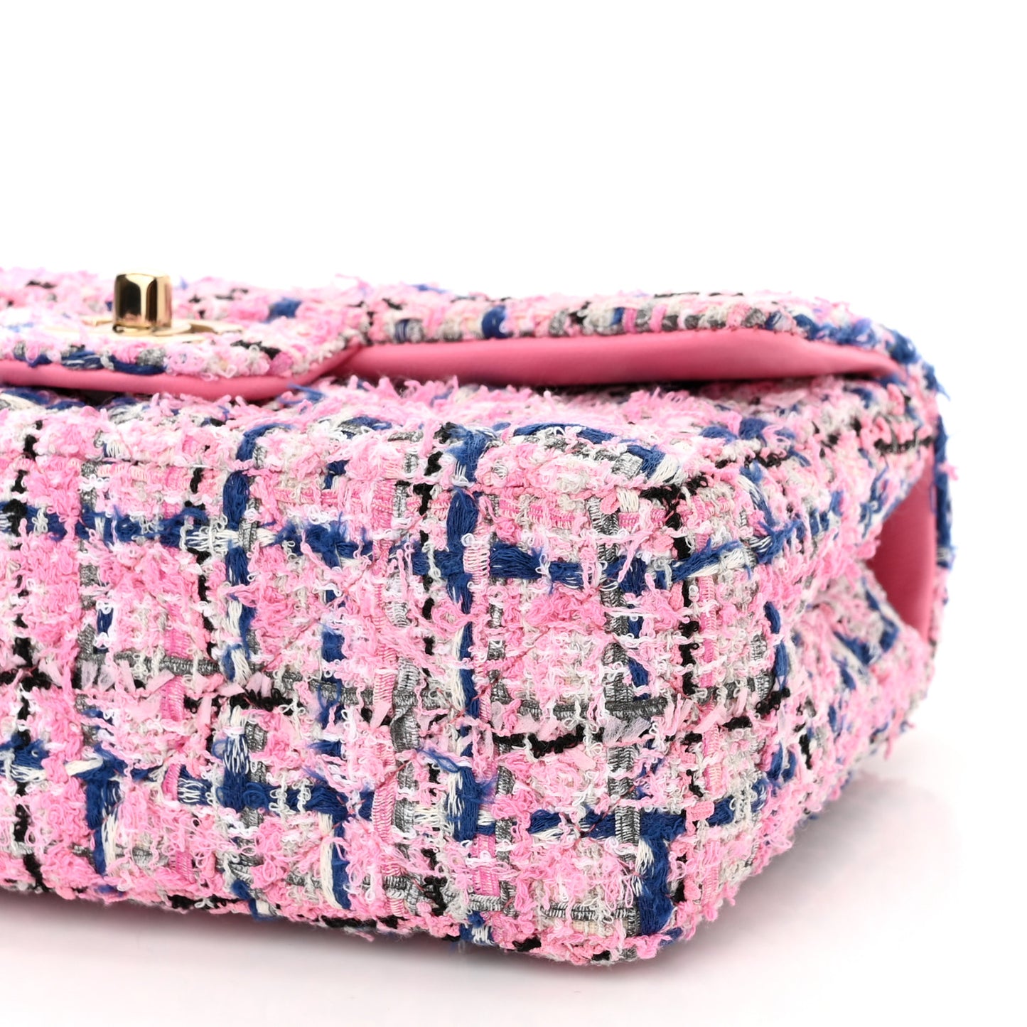 Tweed Quilted Mini Rectangular Flap Pink Multicolor