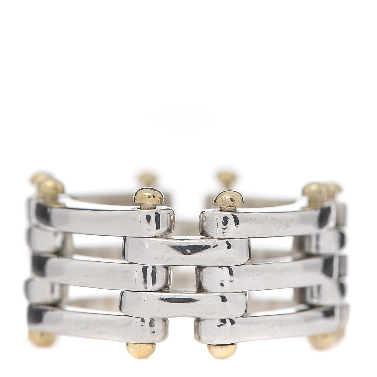 Sterling Silver 18K Yellow Gold Gatelink Ring 56 7.5