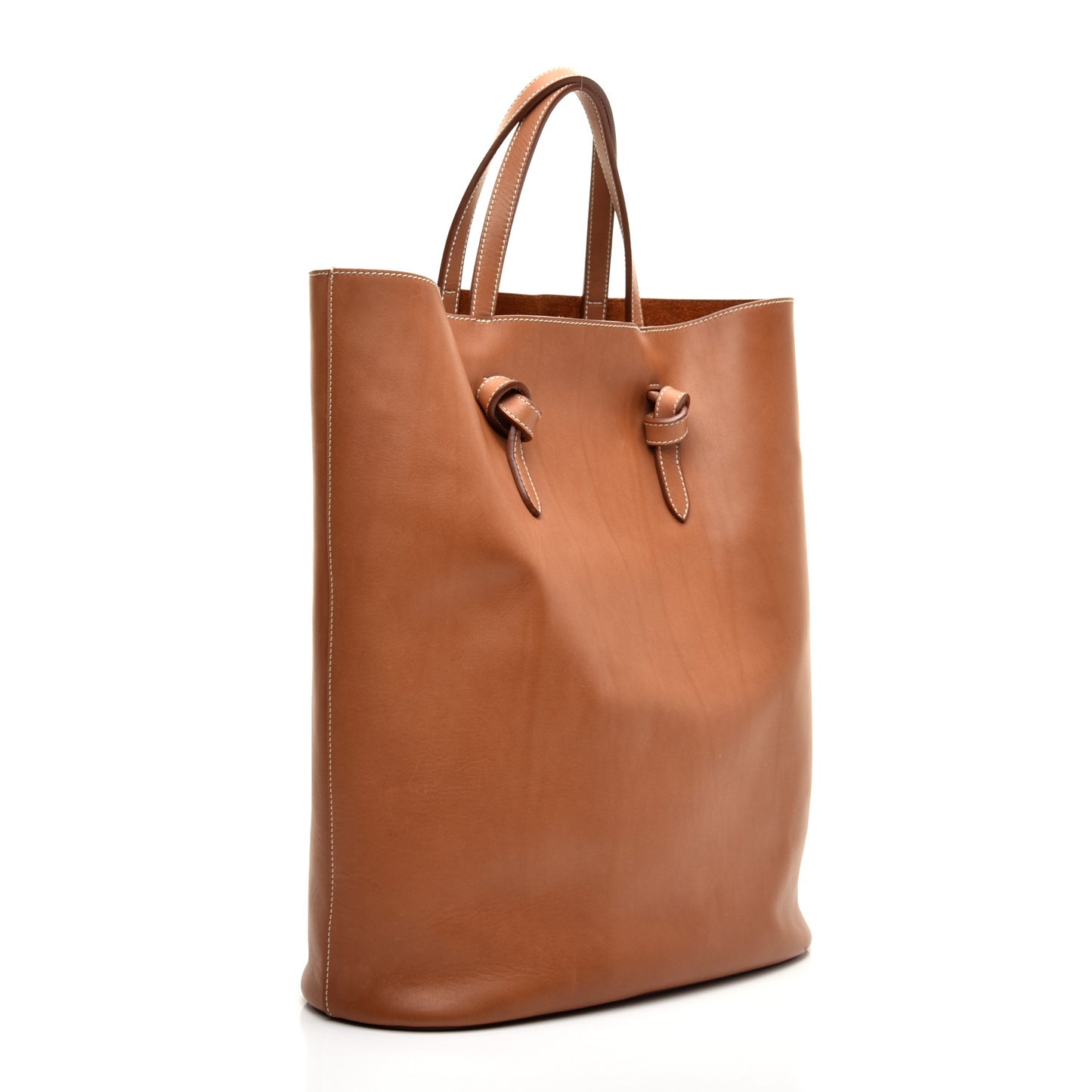 Supple Calfskin Tie Knot Twisted Tote Tan