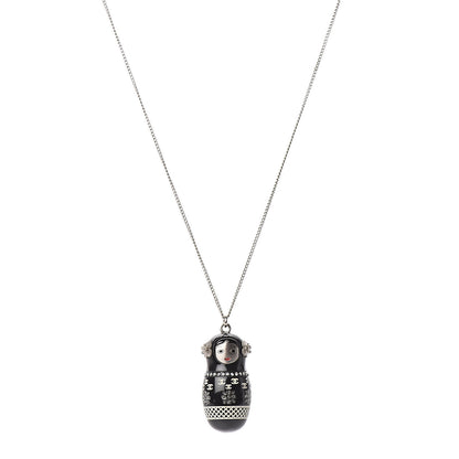 Chanel Resin Matryoshka Russian Doll Necklace Black 1 of 5