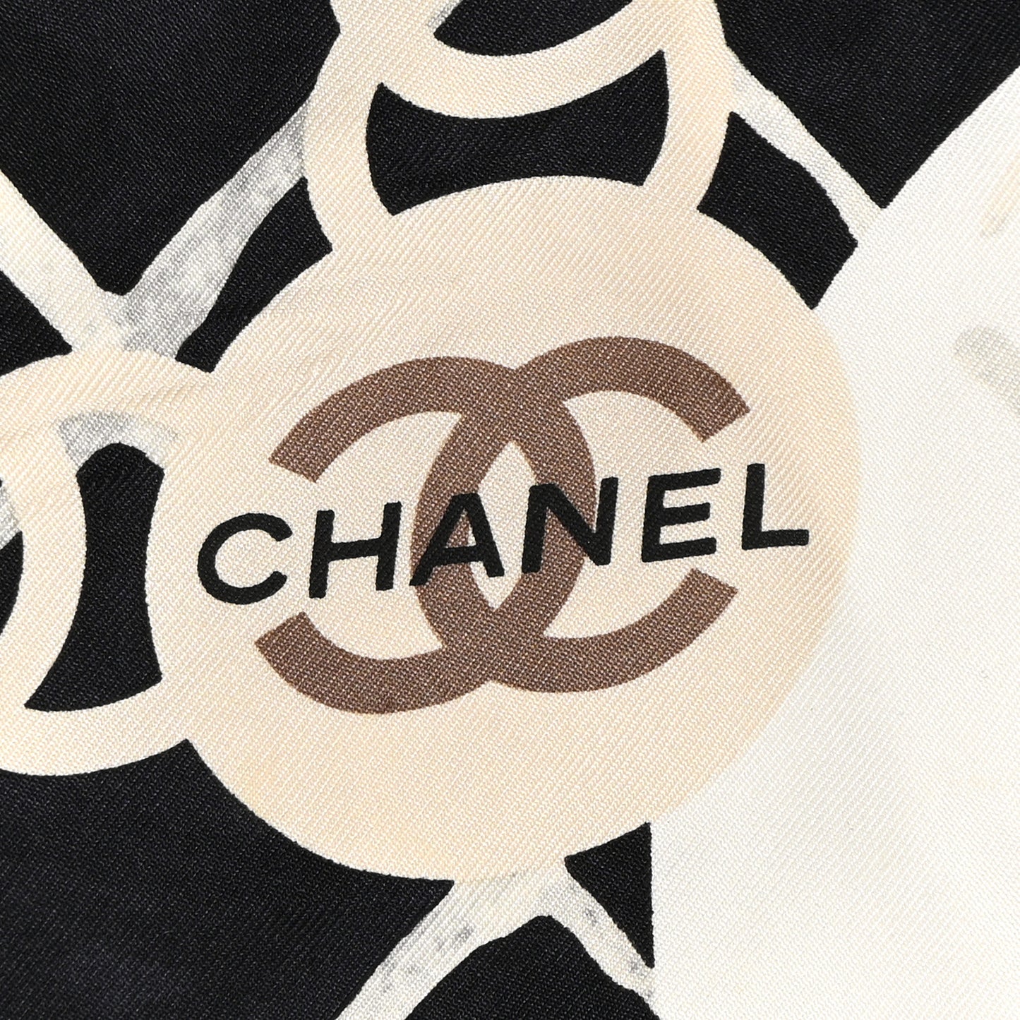 Silk Camellia CC Square Scarf Black