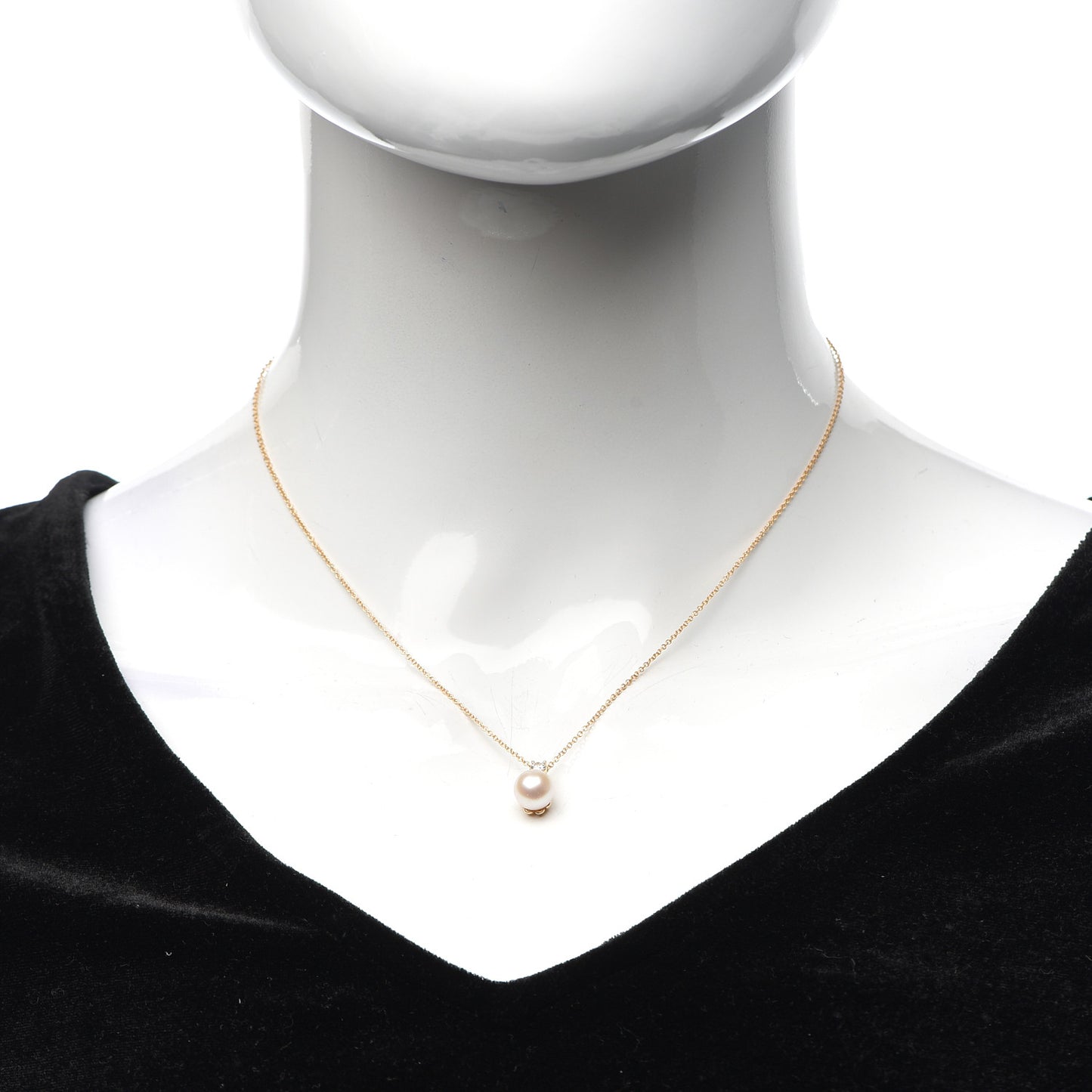 18K Rose Gold Diamond Akoya Pearl 7.5-8mm Signature Pendant Necklace