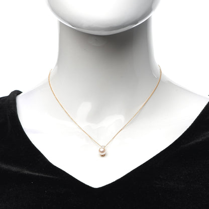 Tiffany 18K Rose Gold Diamond Akoya Pearl 7.5-8mm Signature Pendant Necklace 2 of 7
