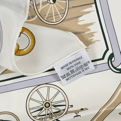 Hermes Silk Palonniers Scarf 70 Blanc Vert Sapin Beige 3 of 3