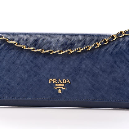Prada Saffiano Metal Oro Chain Wallet Bleuette 8 of 10