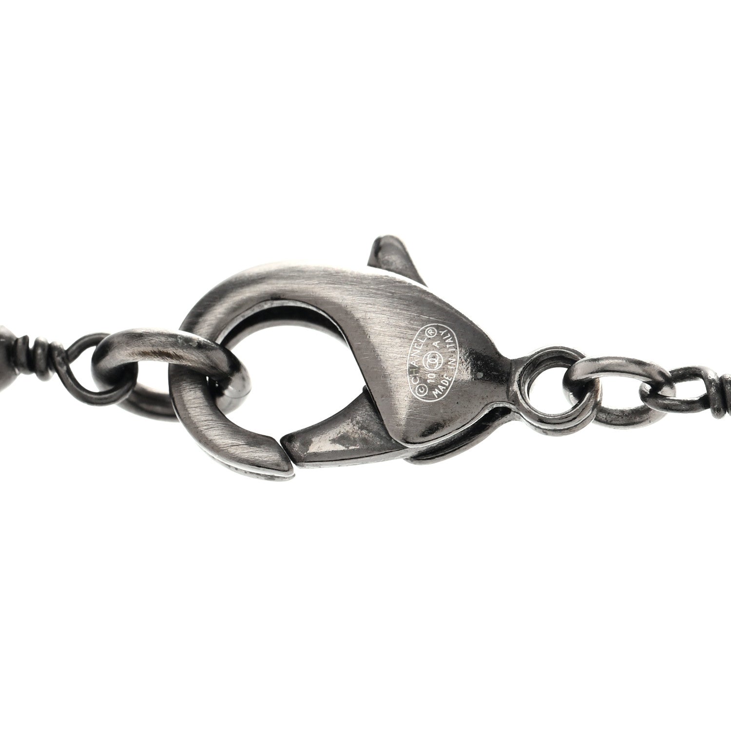 Chanel Bead CC Long Necklace Silver Black 5 of 5