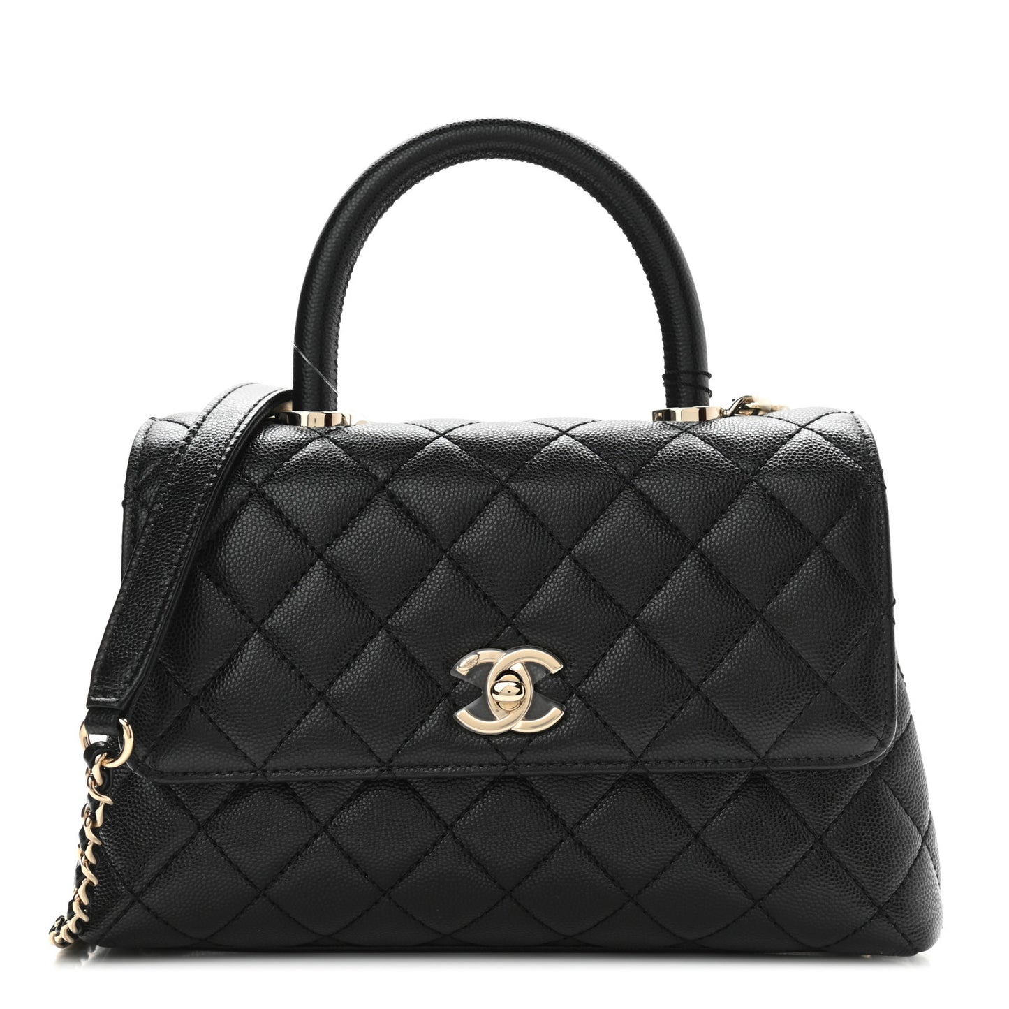 Caviar Quilted Mini Coco Handle Flap Black