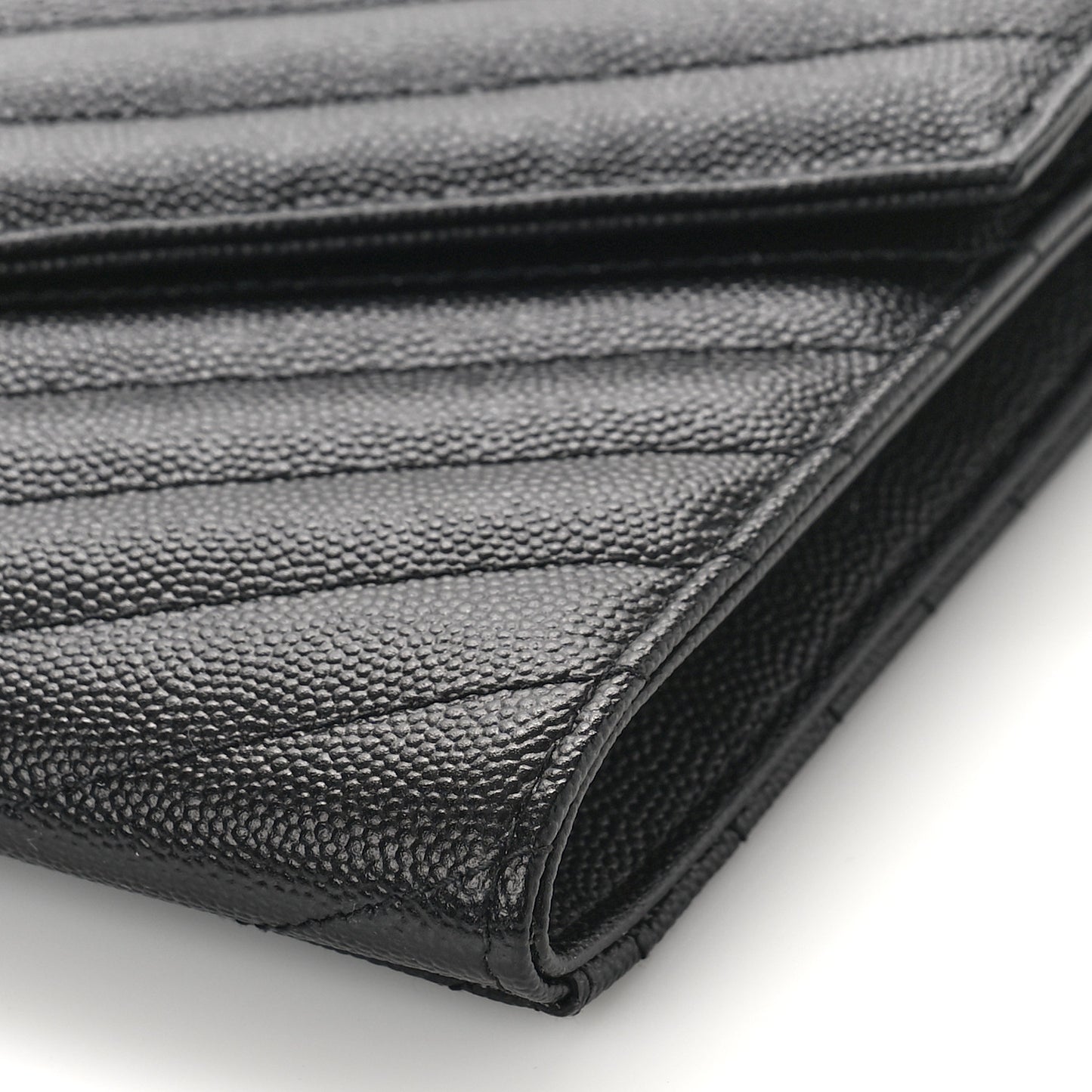 Grain De Poudre Matelasse Chevron Monogram Envelope Clutch Black