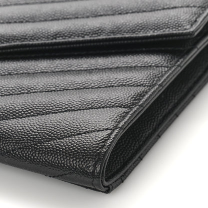 Saint Laurent Grain De Poudre Matelasse Chevron Monogram Envelope Clutch Black 8 of 9