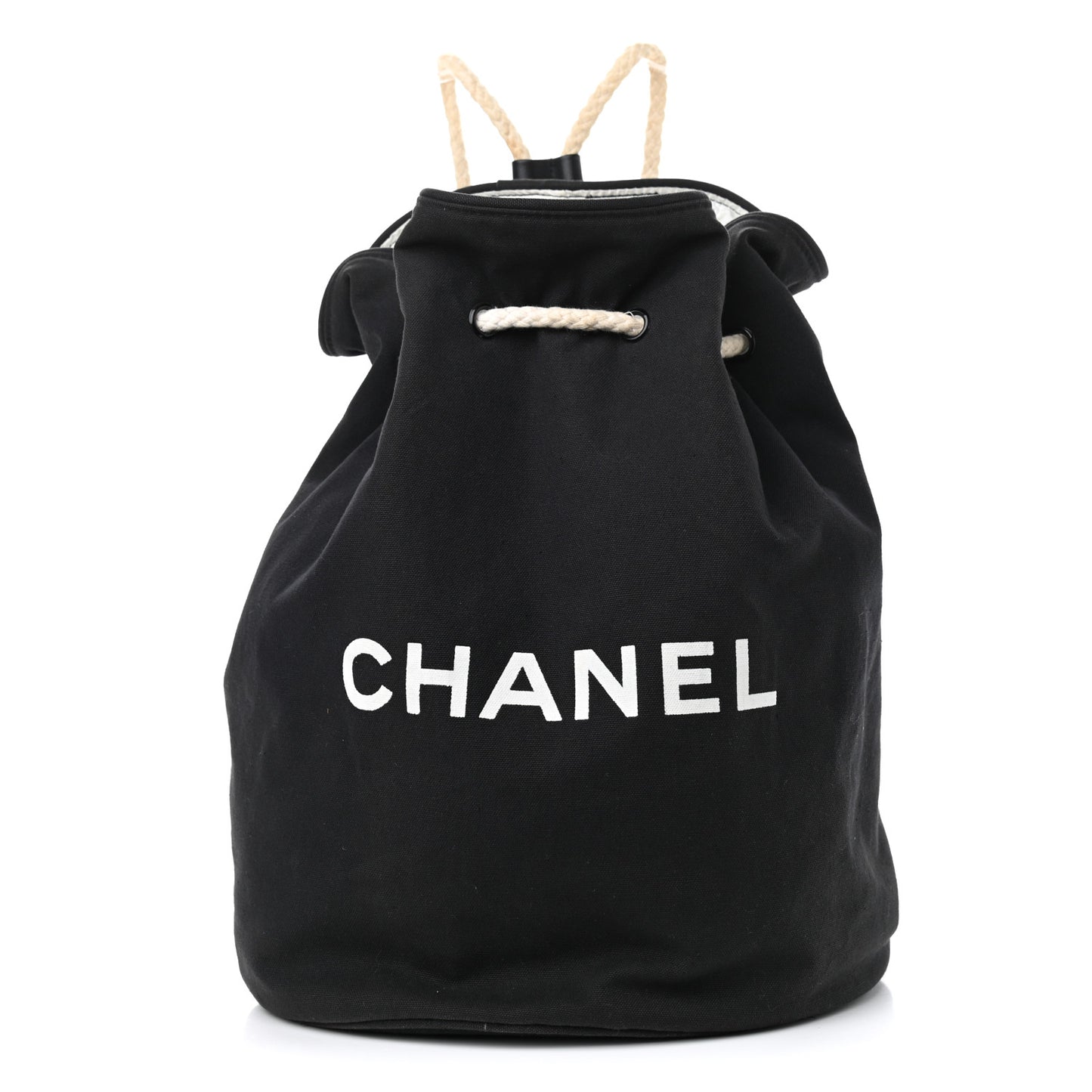 Canvas Drawstring Backpack Black White