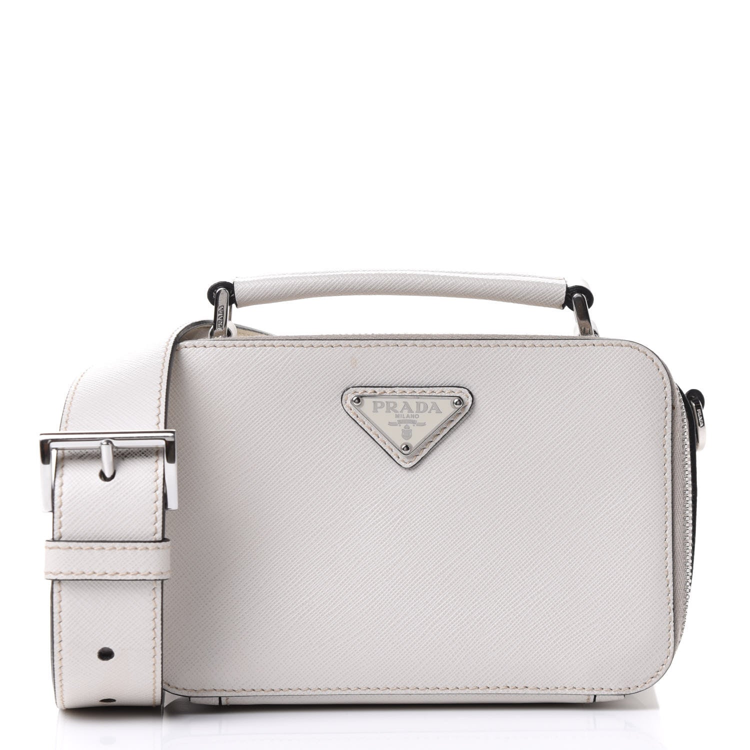 Prada Saffiano Travel Small Brique Top Handle Crossbody Bag Talco 1 of 4