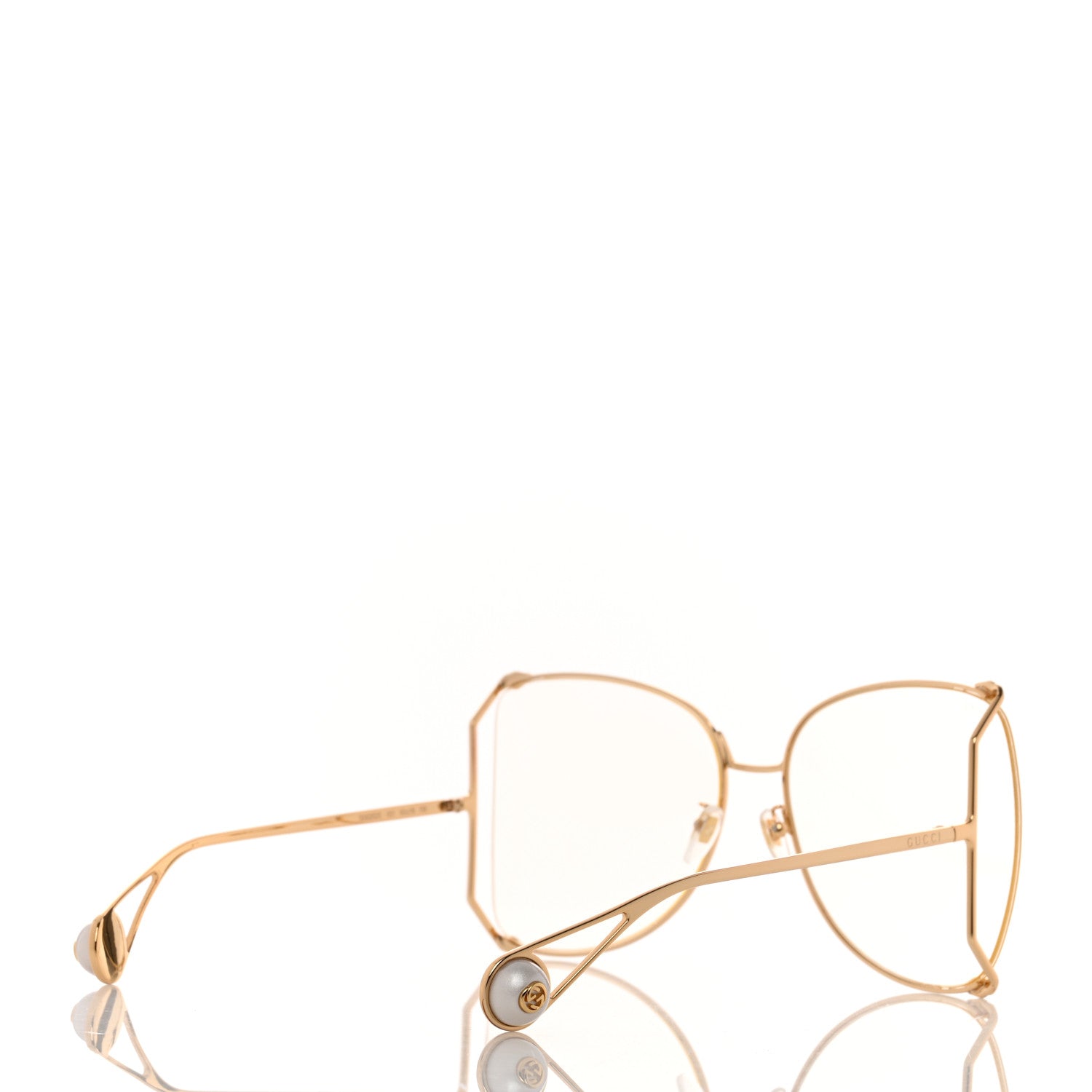 Gucci Metal Oversized Round Sunglasses GG0252S Gold 4 of 9