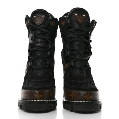 Louis Vuitton Suede Calfskin Monogram Star Trail Ankle Boots 39.5 Black 2 of 8