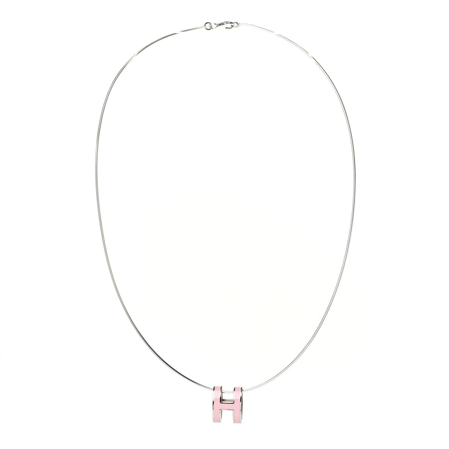 Hermes Lacquered Palladium Pop H Pendant Necklace Rose Dragee 2 of 4