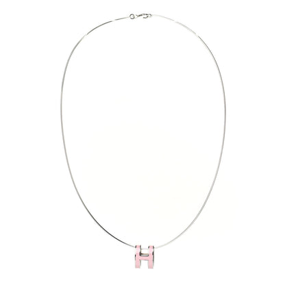 Hermes Lacquered Palladium Pop H Pendant Necklace Rose Dragee 2 of 4