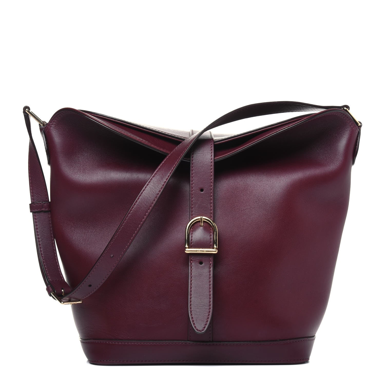 Celine Smooth Calfskin Buckle Bucket Bag Burgundy 1 of 21