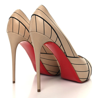 Christian Louboutin Calfskin Undessin Alta 120 Pumps 41 Nude Black 4 of 7