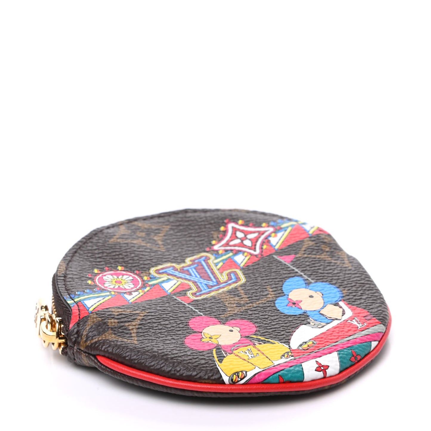 Monogram 2020 Christmas Animation Bumper Cars Round Coin Purse Coquelicot