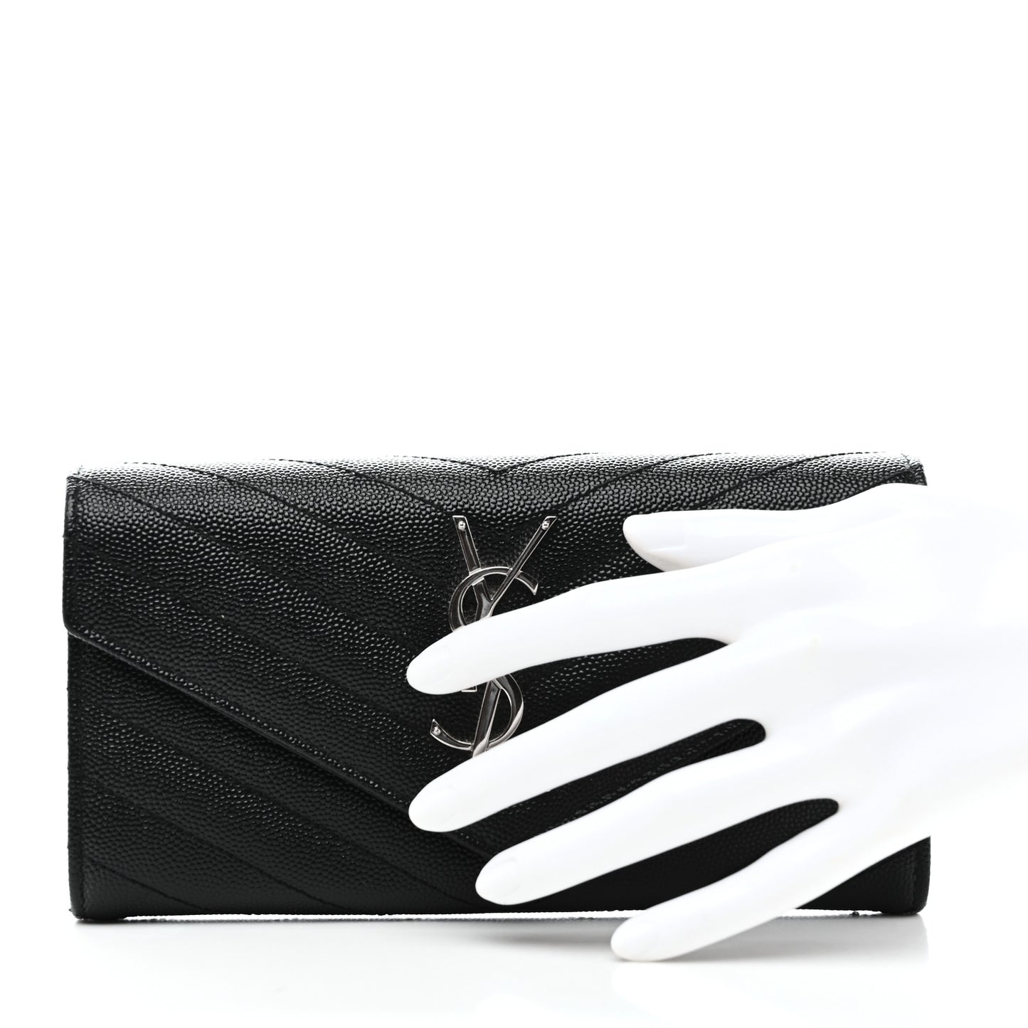 Grain De Poudre Matelasse Chevron Monogram Flap Wallet Black