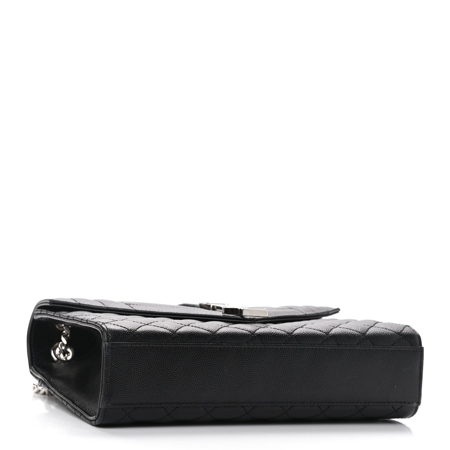 Saint Laurent Grain De Poudre Textured Mixed Matelasse Triquilt Medium Monogram Satchel Black 3 of 9
