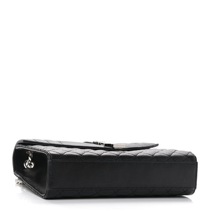 Saint Laurent Grain De Poudre Textured Mixed Matelasse Triquilt Medium Monogram Satchel Black 3 of 9
