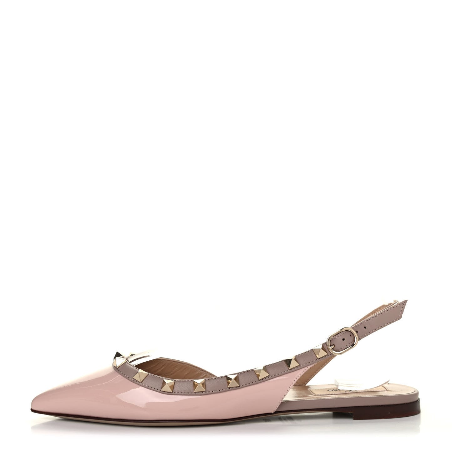 Patent Rockstud Slingback Flats 37.5 Water Rose Poudre