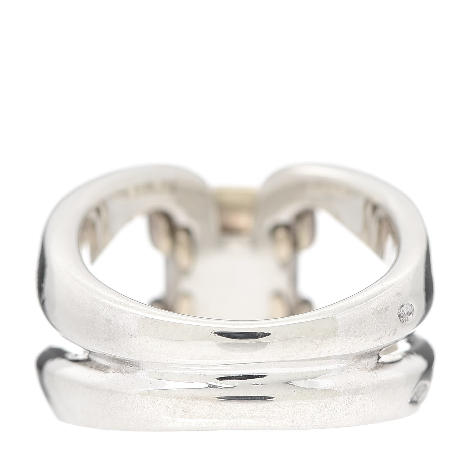 Hermes Sterling Silver 18K Yellow Gold H Ring 52 6 4 of 6