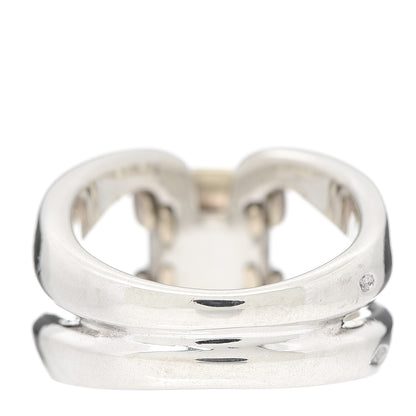 Hermes Sterling Silver 18K Yellow Gold H Ring 52 6 4 of 6