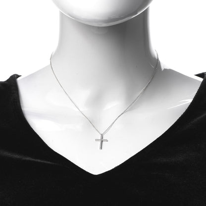 Tiffany 18K White Gold Diamond Medium Cross Pendant Necklace 2 of 5
