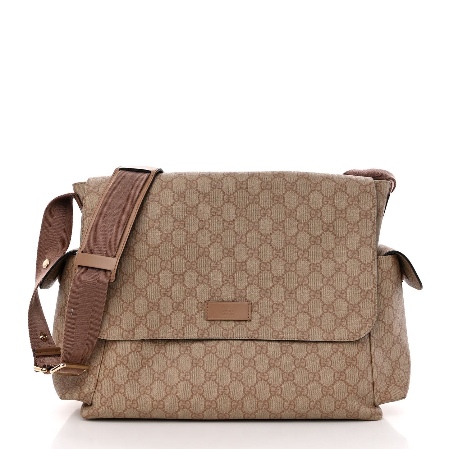 GG Supreme Monogram Messenger Diaper Bag Beige