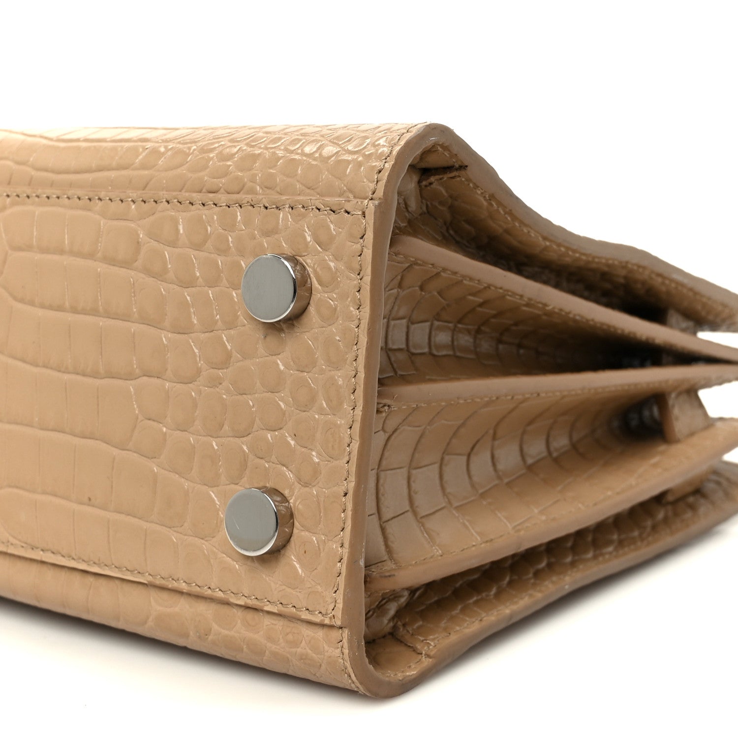 Saint Laurent Calfskin Crocodile Embossed Nano Sac De Jour Brown 11 of 11
