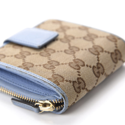 Gucci Monogram Dollar Calfskin Zip Around French Flap Wallet Beige Ebony Mineral Blue 7 of 12