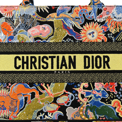 Christian Dior Canvas Zodiac Fantastico Embroidered Medium Book Tote Black Multicolor 8 of 11