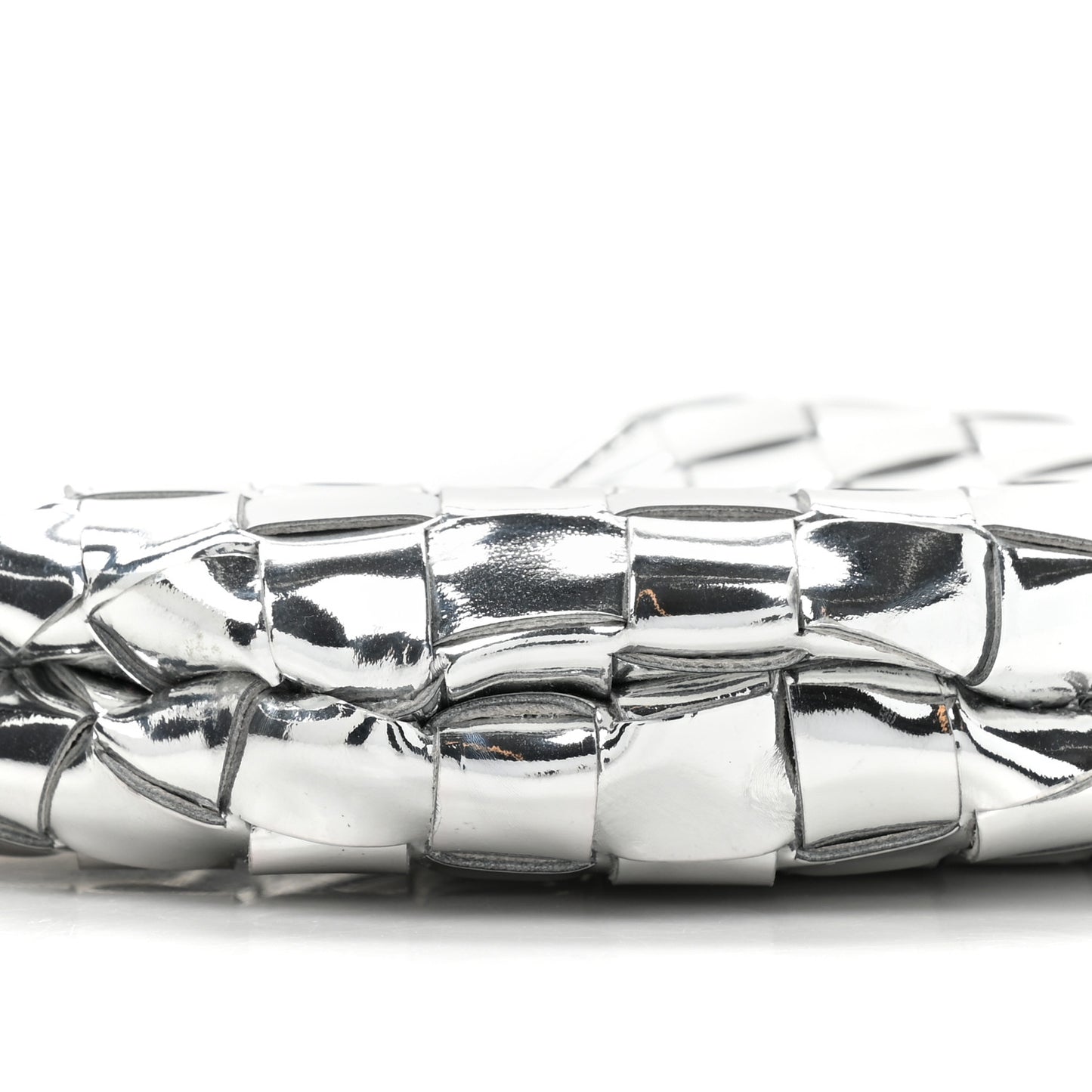 Mirror Laminated Nappa Intrecciato Mini Sardine Bag Silver