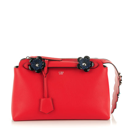 Fendi Vitello Dolce Flowerland Studded Medium Fashion Show By The Way Boston Bag Red Multicolor 1 of 7