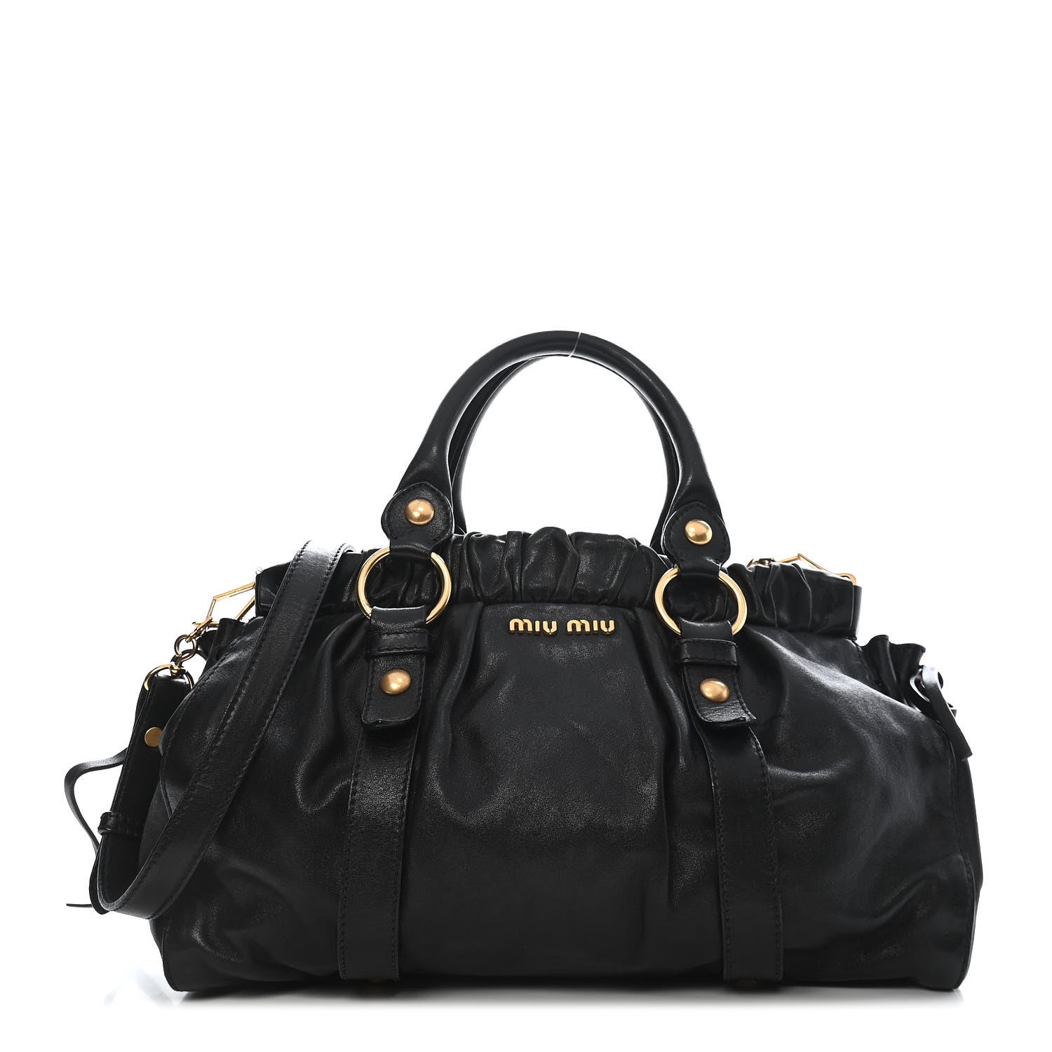 Miu Miu Vitello Lux Top Handle Satchel Black 1 of 10