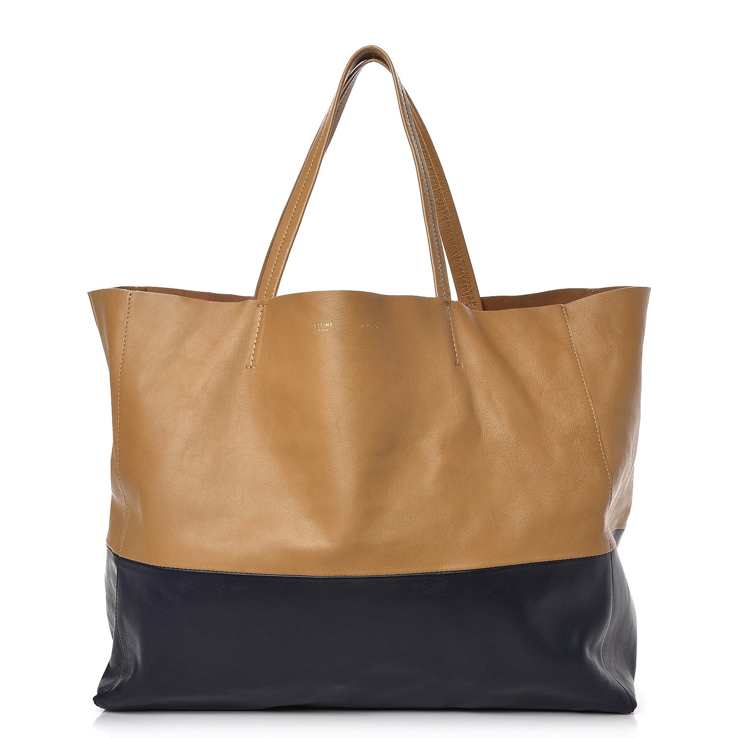 Celine Lambskin Horizontal Bicolor Cabas Camel Midnight 1 of 11