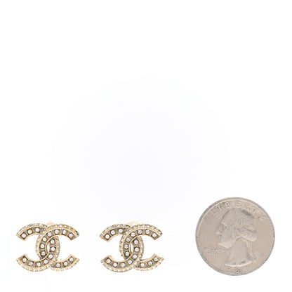 Chanel Crystal Timeless CC Earrings Light Gold 2 of 6