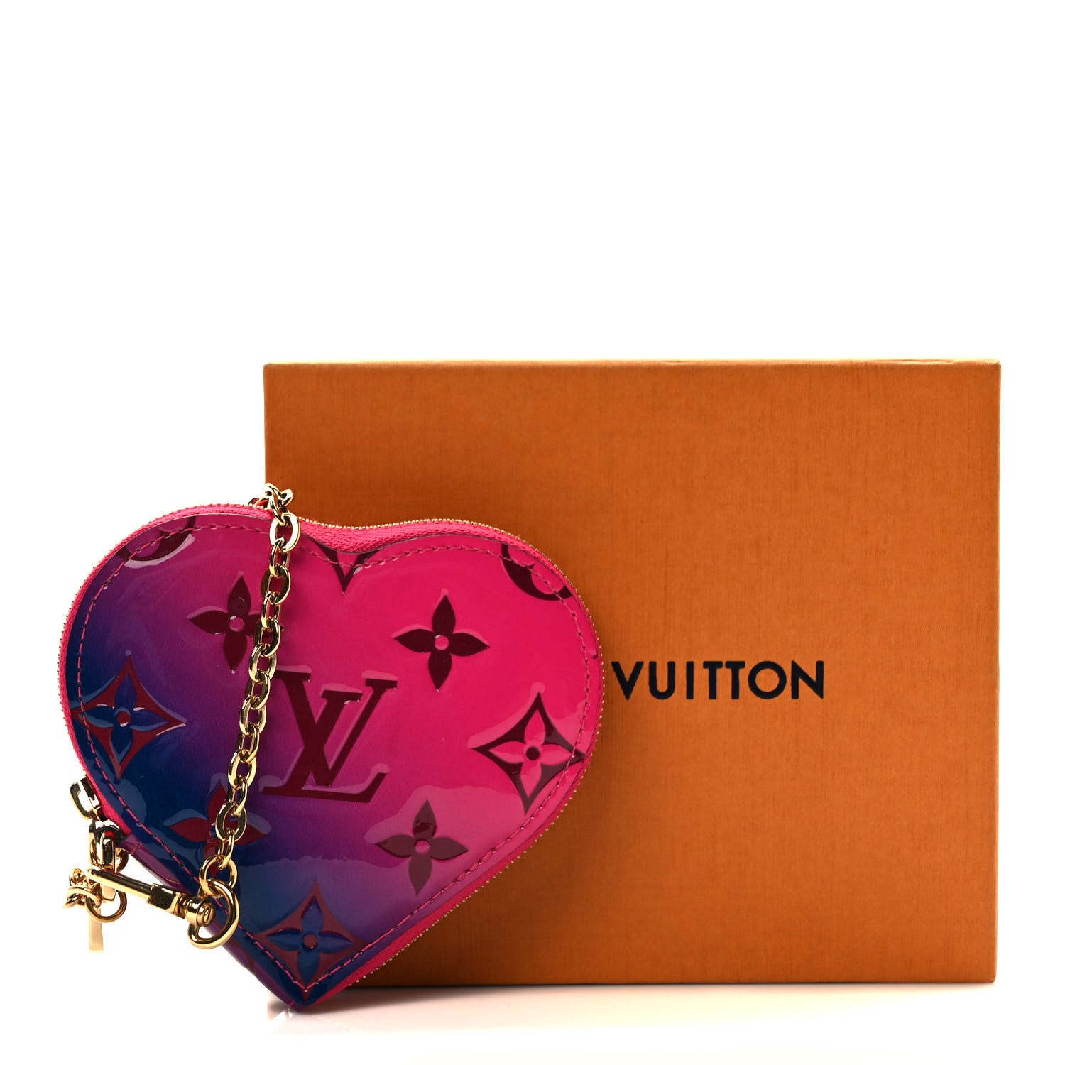 Louis Vuitton Vernis Gradient Love Lock Heart Coin Purse Pink Purple 7 of 7
