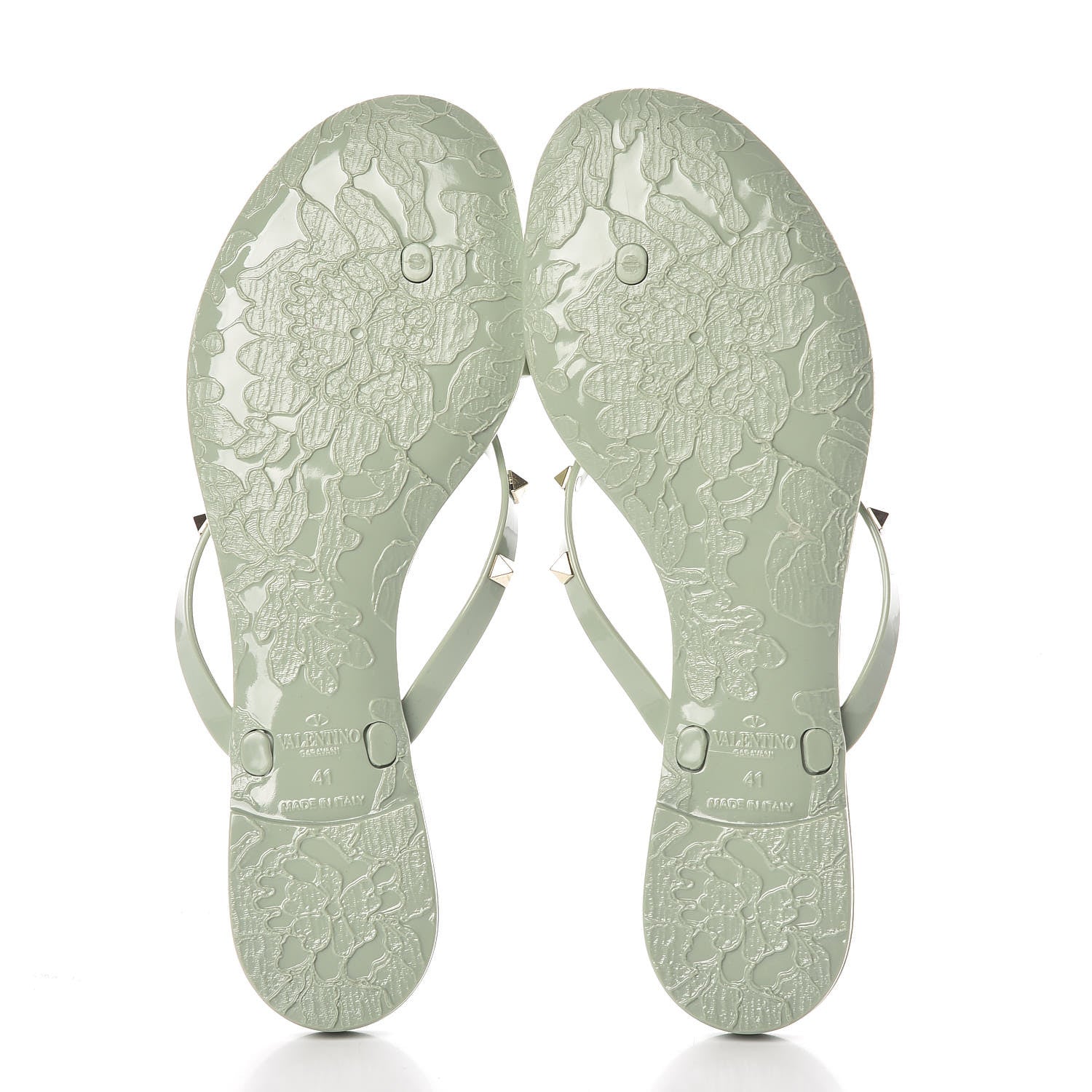 Valentino Garavani PVC Jelly Rockstud Bow Thong Sandals 41 Water Green 5 of 7