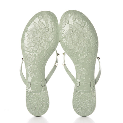 Valentino Garavani PVC Jelly Rockstud Bow Thong Sandals 41 Water Green 5 of 7